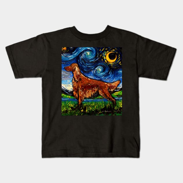 Irish Setter Starry Night Kids T-Shirt by sagittariusgallery